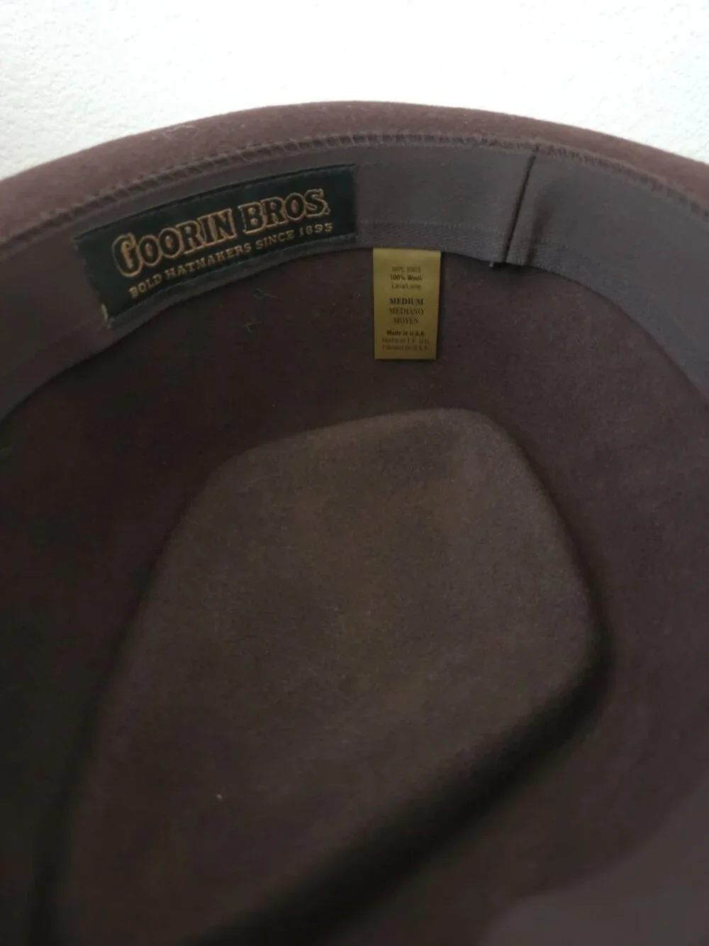 Goorin Bros Brown Wool Fedora Hat w/ Feather Accent Sz M (7US) - Made In USA - Picture 6 of 8